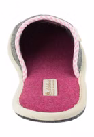 grauer Filzpantoffel mit pinker Innensohle und heller Einfassung