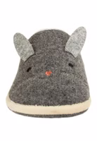 Adelheid Fabelhaft Pantoffel ✓ mit Hasenohren ✓ made in Portugal ✓ echter Wollfilz ein grauer Filzpantoffel mit Hasenohren und Hasengesicht sowie heller Einfassung