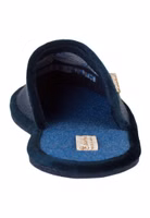 Adelheid Alltagsheld Herren Filzpantoffel dunkelblau mit hellblauer Innensohle ein dunkelblauer Filzpantoffel von innen mit dunkelblauer Einfassung und hellblauer Innensohle