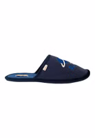 Adelheid Alltagsheld Herren Filzpantoffel dunkelblau ein seitlicher, dunkelblauer Filzpantoffel Alltagsheld mit Weltraummotiven und hellblauer Innensohle