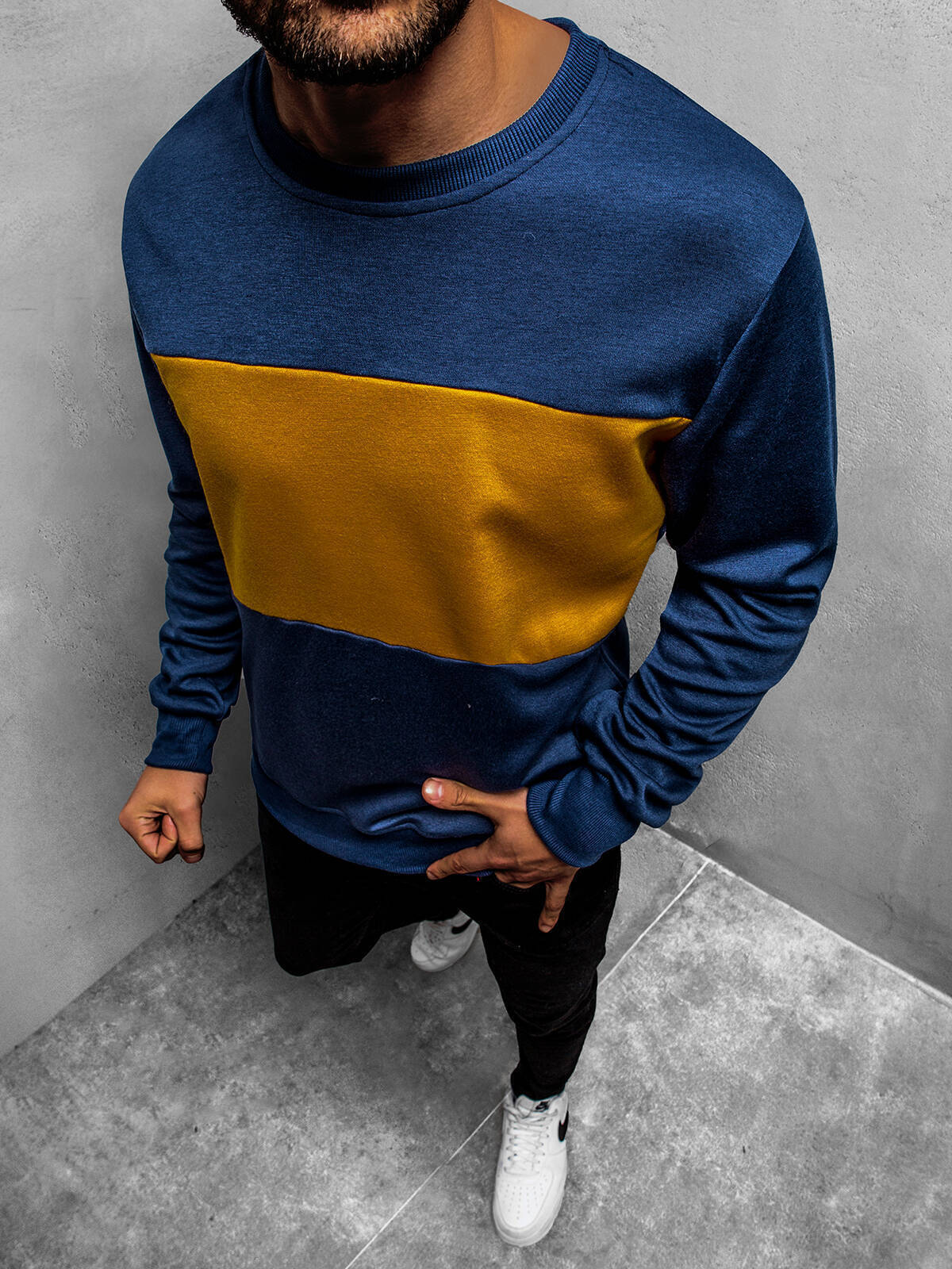 Sweatshirt Langarmshirt Rundhals Pullover Classic Unifarben Basic Herren  OZONEE | eBay
