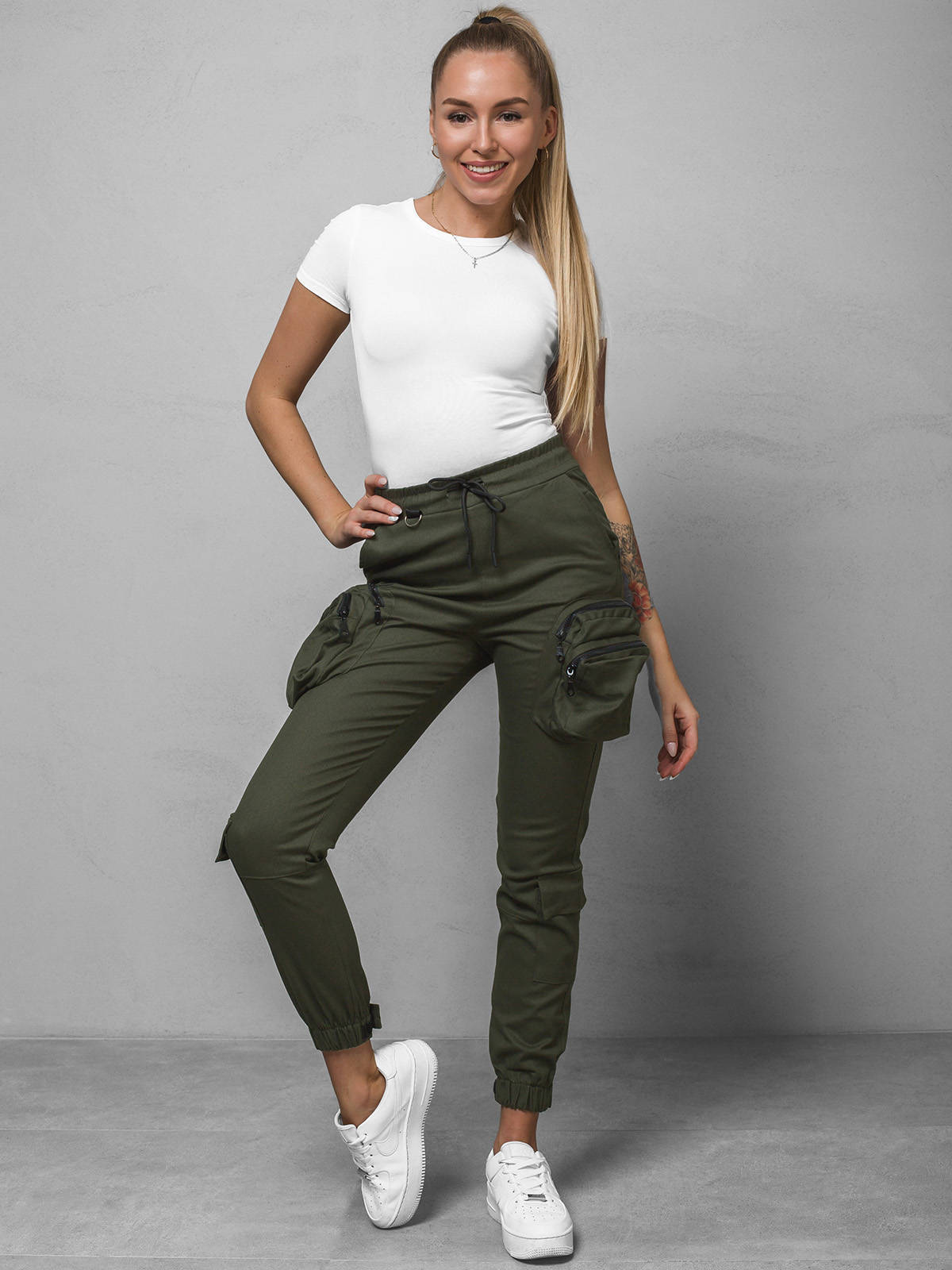 Chino Jogger Baggy Freizeithose Stretch Sport Jogging Cargo Hose Damen