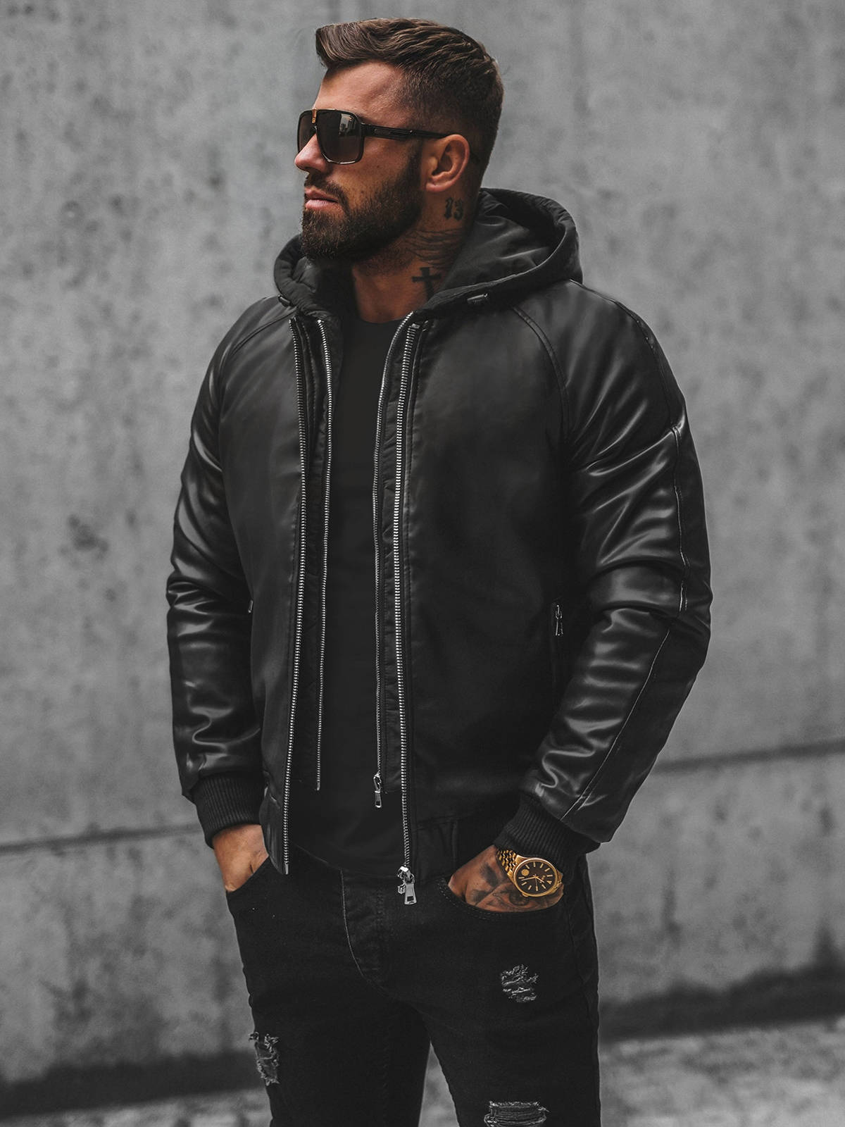 Ozonee Lederjacke Lederjacke Schwarz WeiÃƒÂŸ Herren Lederjacke