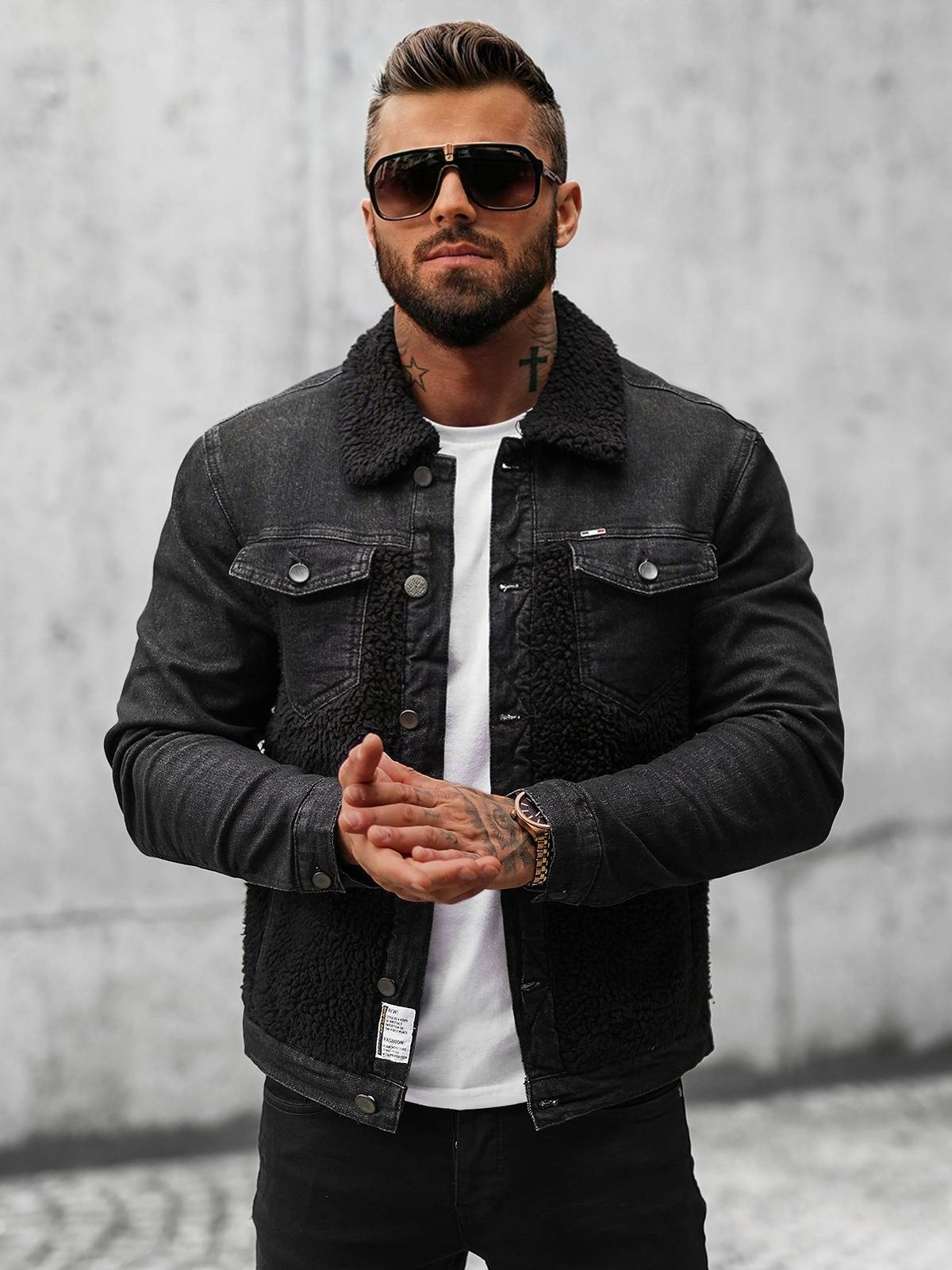 Jeansjacke Übergangsjacke Sweatjacke Sweatshirt Denim Jacke Herren