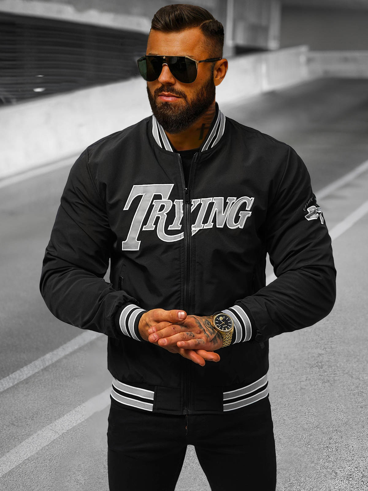 Übergangsjacke Bomberjacke College Jacke Sweat Sport Classic Herren OZONEE 3013Z - Bild 2 von 4