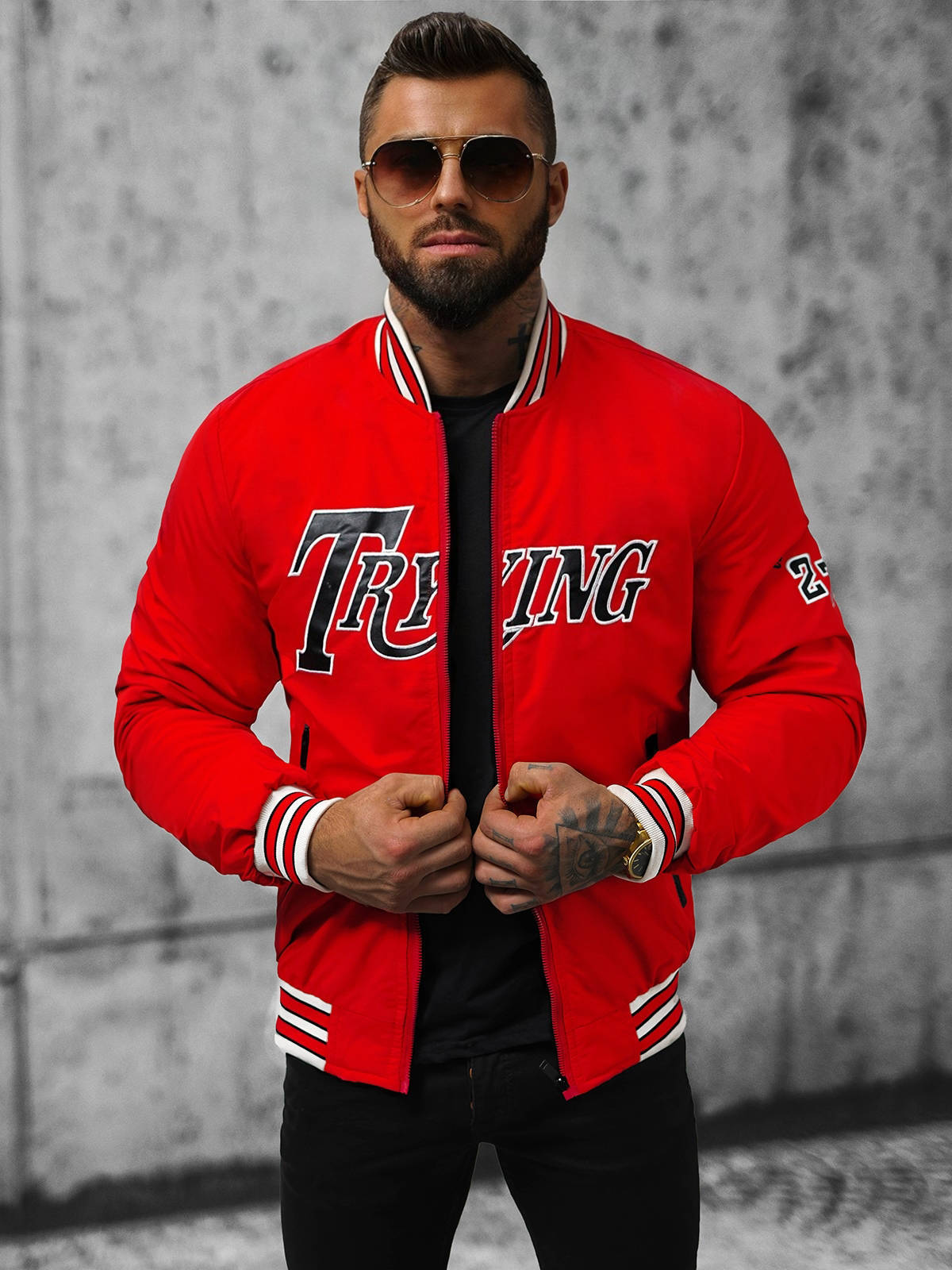 Übergangsjacke Bomberjacke College Jacke Sweat Sport Classic Herren OZONEE 3013Z - Bild 4 von 4
