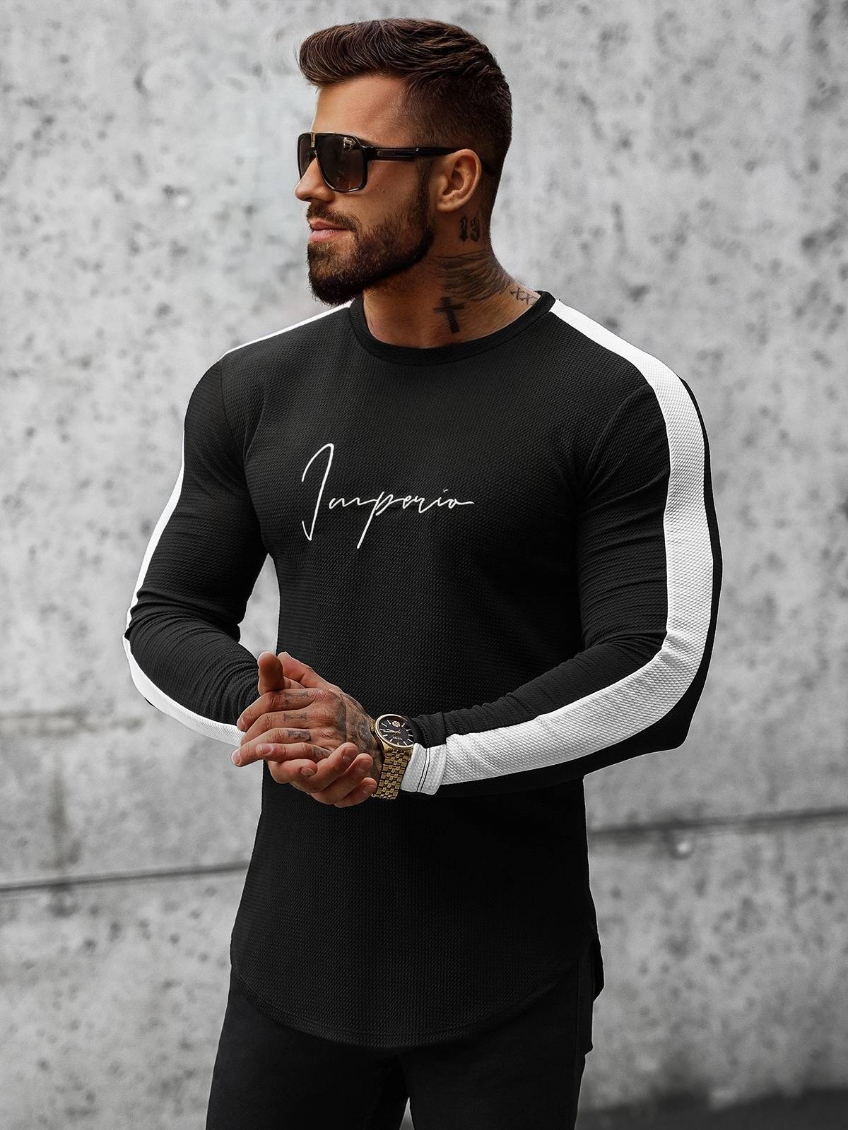 Kapuzenpullover Pullover Sweatshirt Aufdruck Kapuze Unifarben Herren