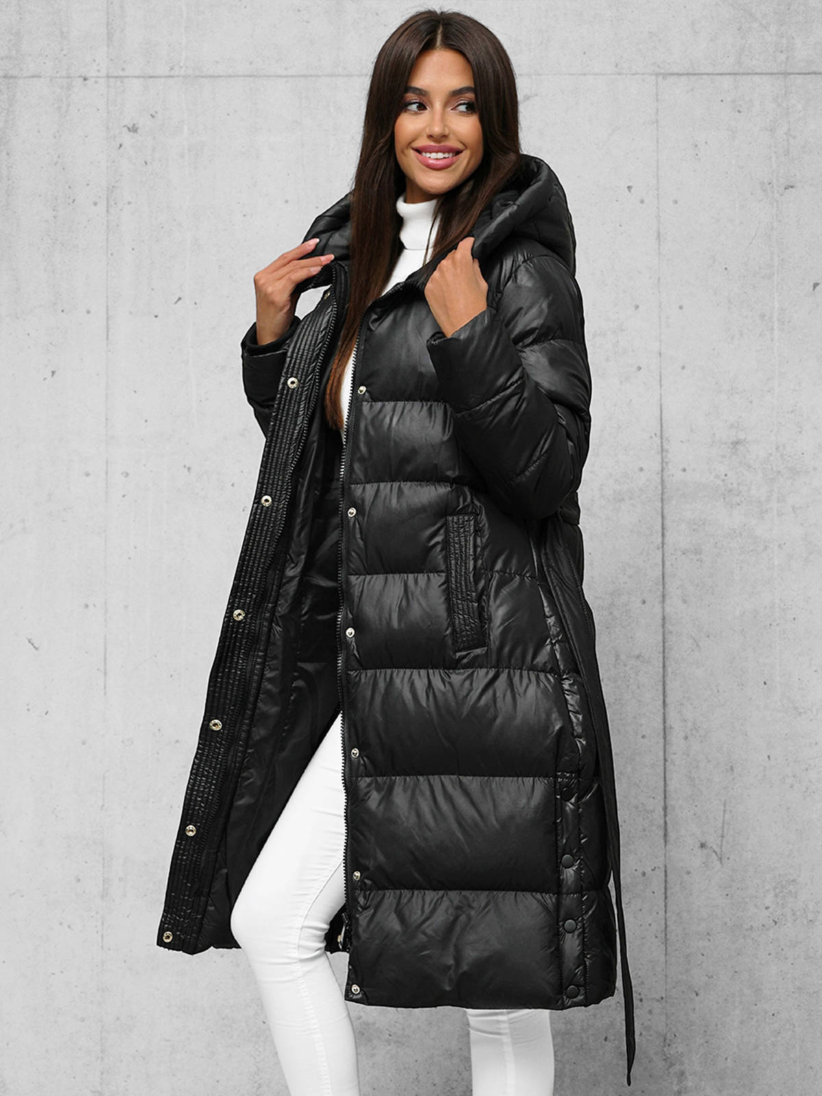Ozonee Jacke Steppjacke Damen Schwarz Mit Fell Winterjacke