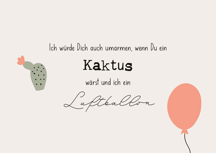 Postkarten +++ KAKTUS UND LUFTBALLON +++ MODERN TIMES