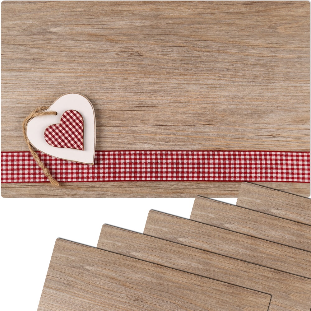 Tischset Platzset Sommer Motiv Landhaus Herzen Auf Holz 6 Stk Abwaschbar Ebay