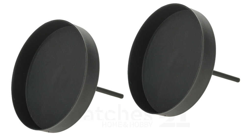 Kerzenhalter Metall für Adventskranz mit Pick & Rand schwarz 2er Set Ø