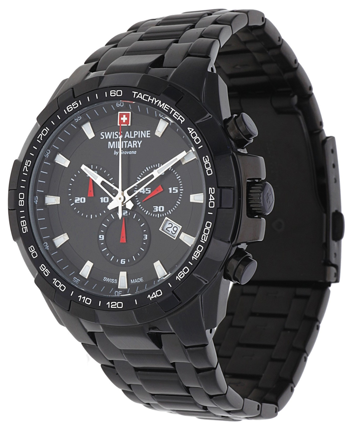 Swiss Alpine Military by Grovana men's wristwatch black 7043-9177SAM ...