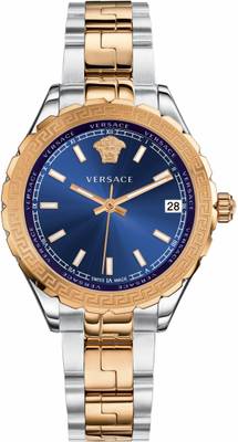 Versace Hellenyium Ladies' Watch Gold Silver Case Blue Dial 35mm