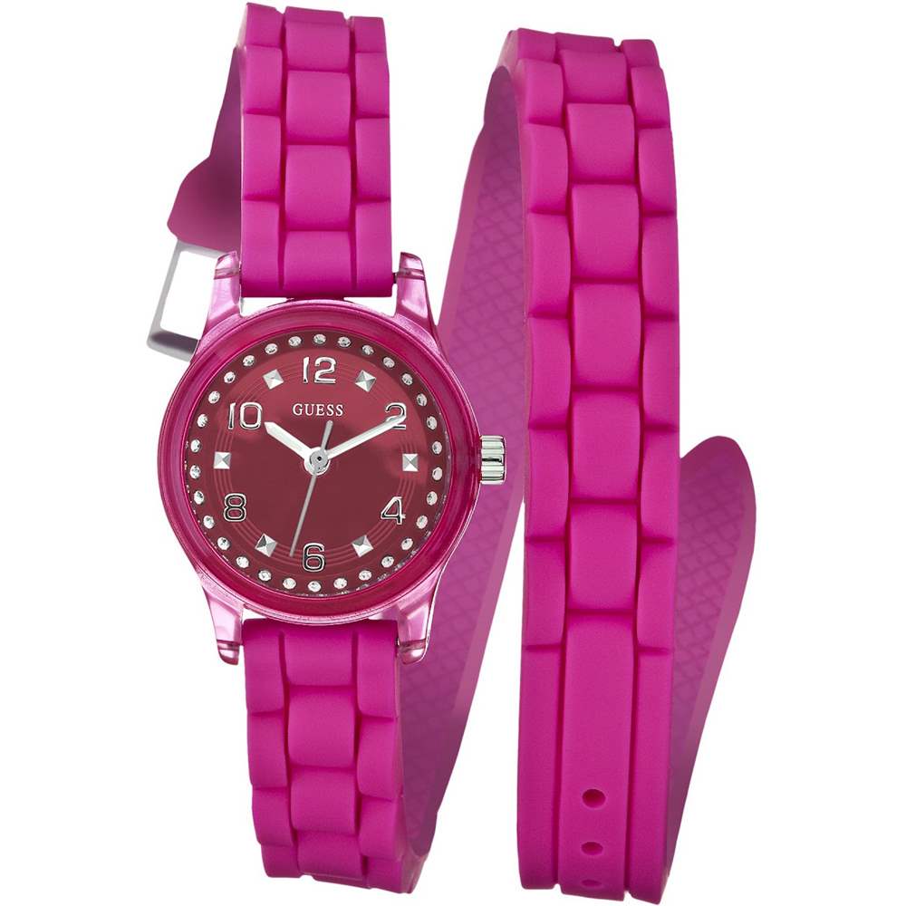 Guess Orologio da donna P FUSCHIA TRANSPARENT NYLON CS / SUN FUSCHIA DL /  FUSCHIA DOUBLE WRAP SILICONE STRAP W65023L3 | watchroom24