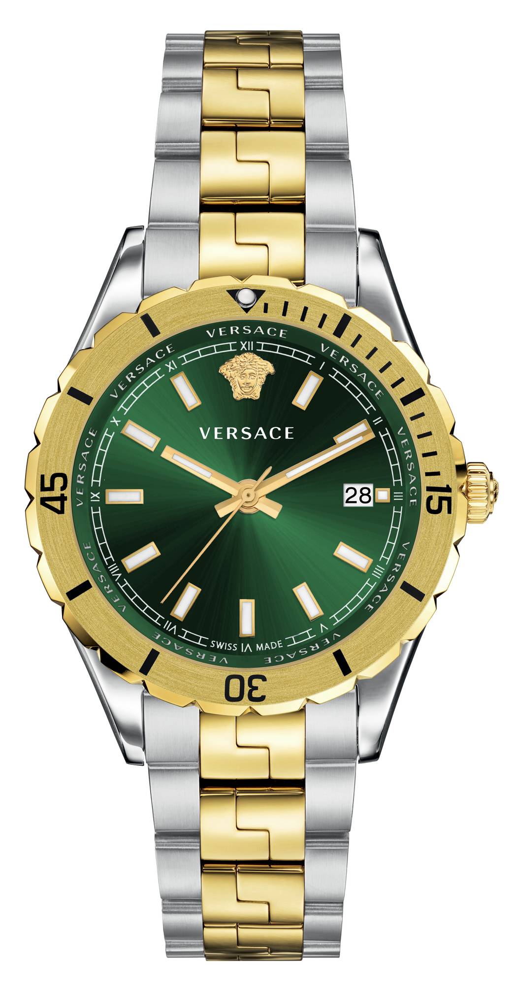 Versace men's watch silver best sale and gold