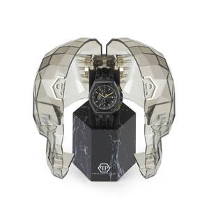 Philipp Plein Orologio Uomo PLEIN EXTREME Cronografo Quarzo - Cinturino In Silicone Nero - Cassa 44mm - Impermeabile 5 Bar