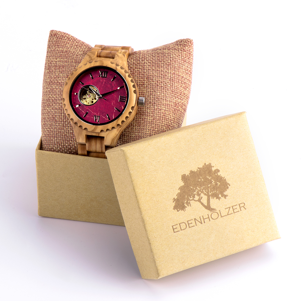 Edenholz Boracay - Orologio Da Uomo In Legno Ed Acciaio, Cronografo Al Quarzo, Cinturino Legno E Acciaio, 44mm, Regalo Ecológico