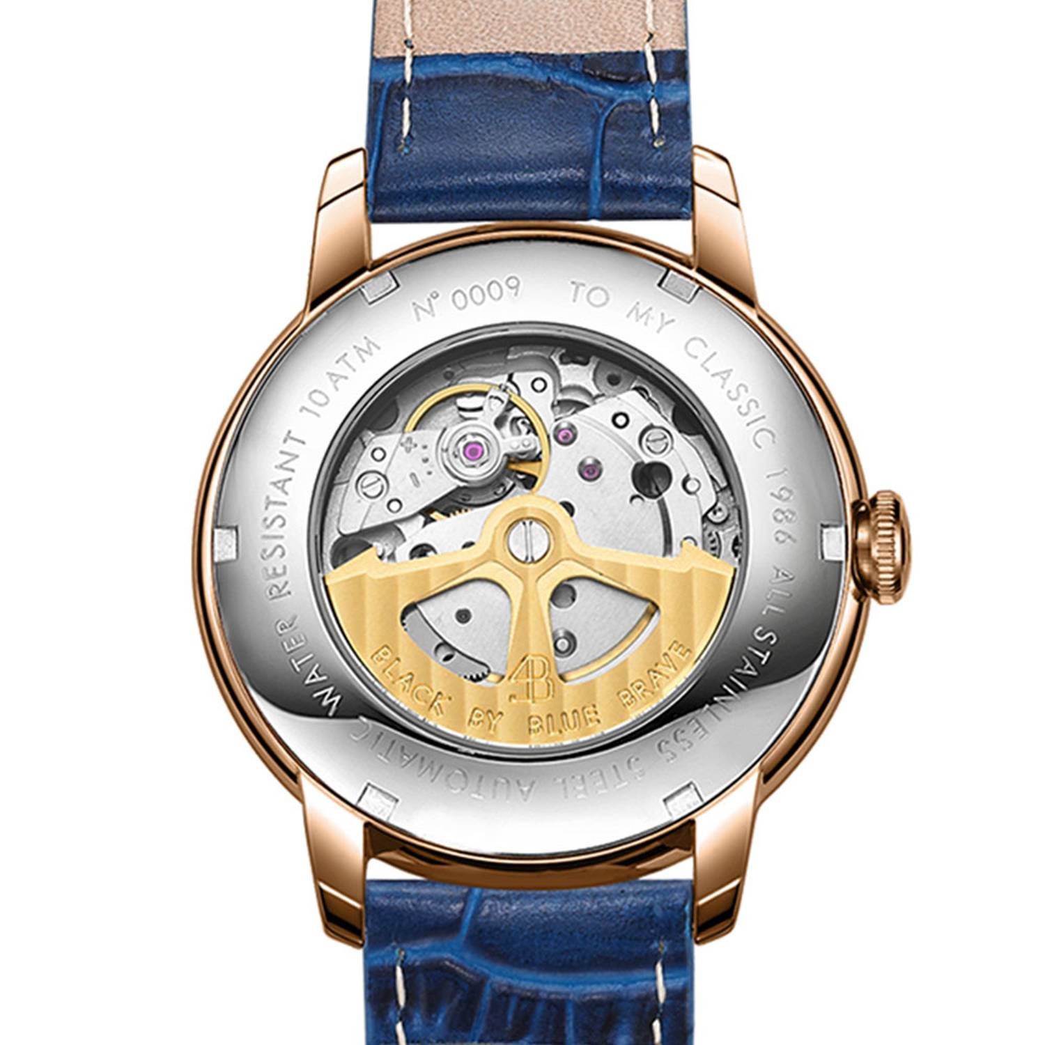 Black by Blue Brave Herren Armbanduhr 1986 Classic Auto 42 mm  