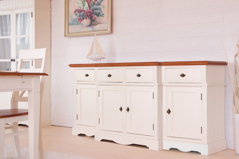 Sideboard Gotland - Pinie massiv - cremeweiß - gebeizt & lackiert Sideboard Gotland - Pinie massiv - cremeweiß - gebeizt & lackiert