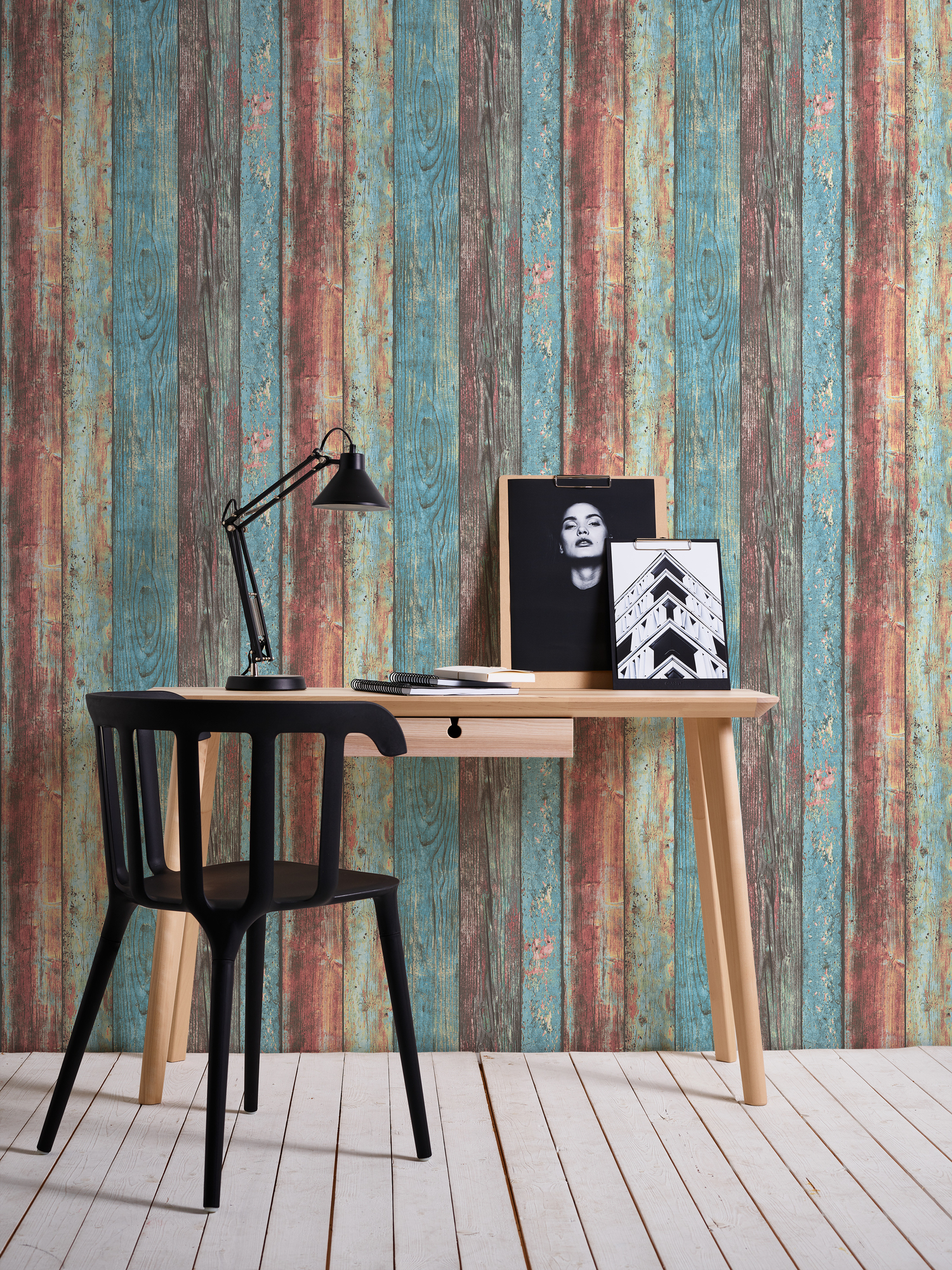 Holz Tapete Profhome 307231-GU Vliestapete glatt in Holzoptik matt  mehrfarbig blau 5,33 m2 | PROFhome Shop