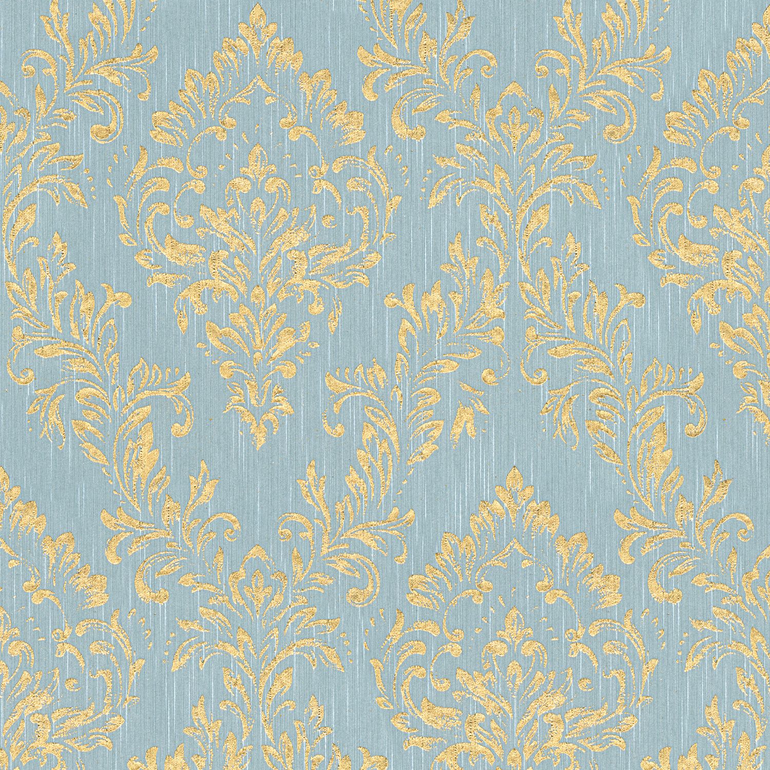 Baroque wallcovering wall Profhome 306595-GU textile wallpaper textured  baroque style shiny gold blue green 5.33 m2 (57 ft2)