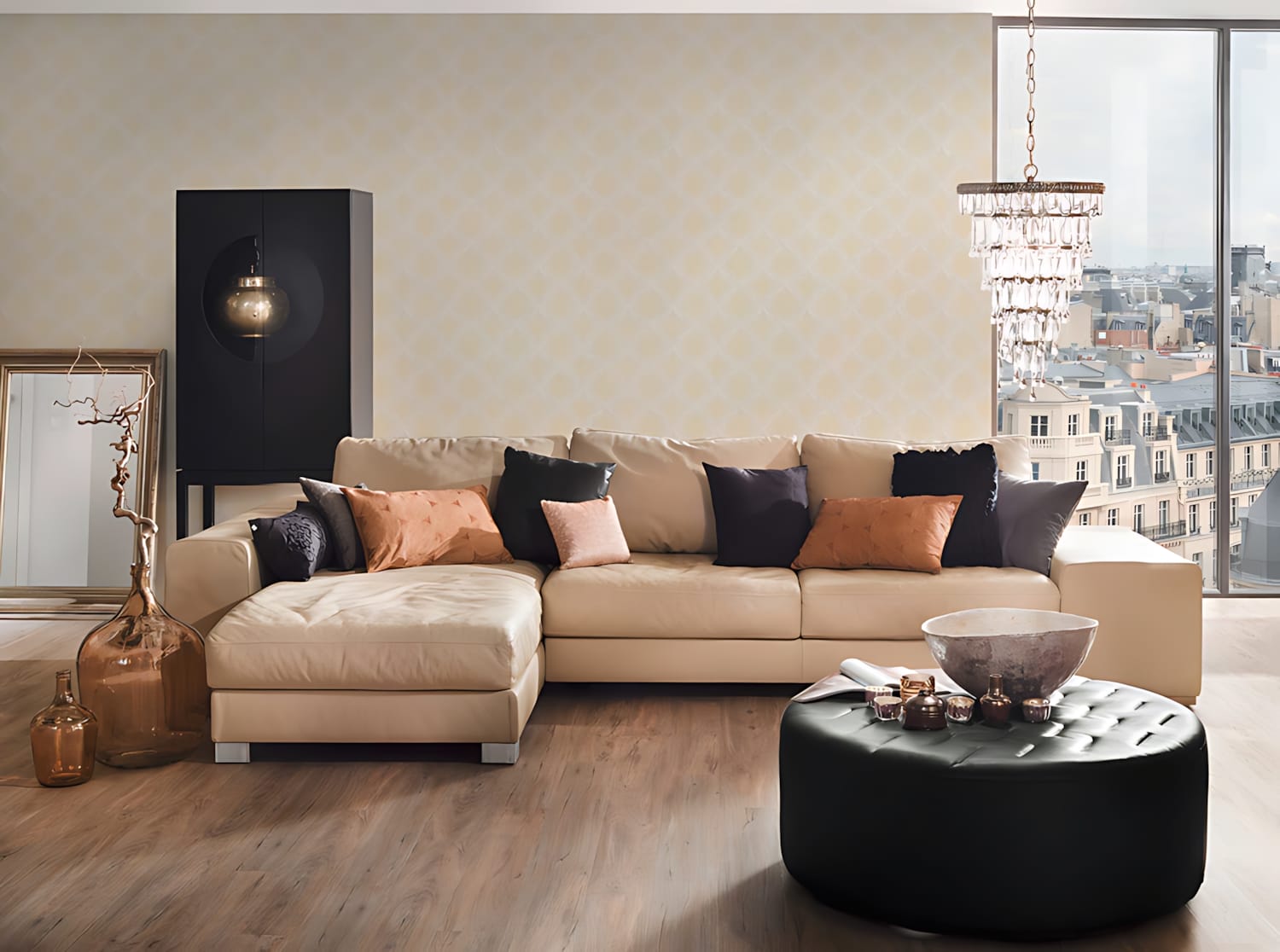 Profhome 956297-GU Textiloptik Tapete strukturiert im Barock-Stil matt 5,33 m2