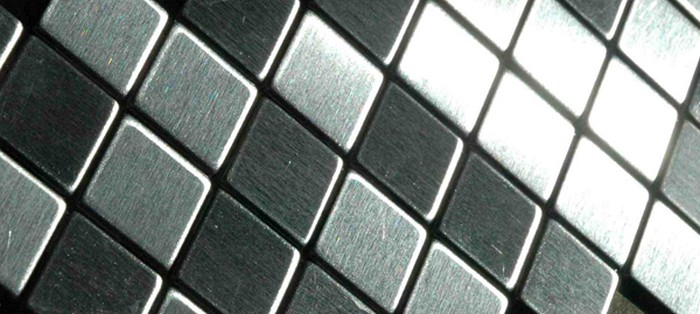 Mosaik Fliese massiv Metall Edelstahl marine gebürstet in grau ALLOY Diamond-S-S-MB