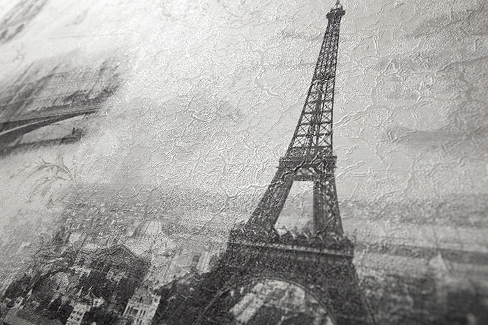 Romantische Tapete EDEM 9050-10 Vliestapete geprägt im Shabby Chic Stil Paris Eiffelturm Notre Dame schimmernd weiß grau anthrazit