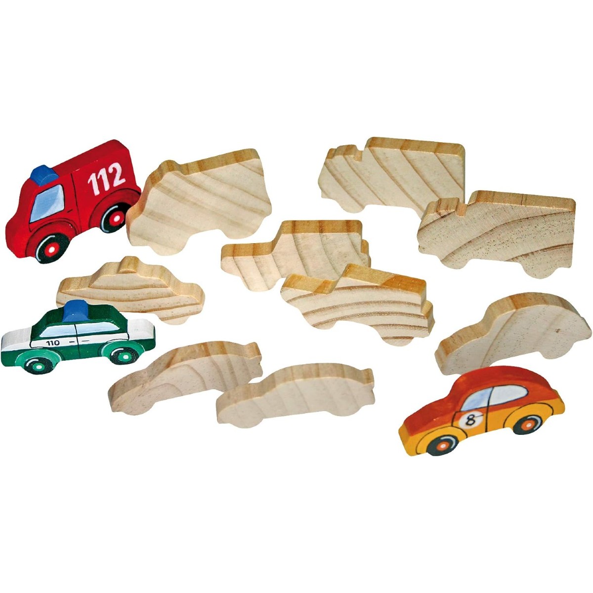 50-teiliges Holzfahrzeug Bastelset - Unbemalte Rohlinge Für DIY Projekte Mit Autos, Baggern & UFOs