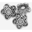 6 Perlenkappen antik-silber, Blüte 10mm - Metallperlen-Endkappen mit Großloch