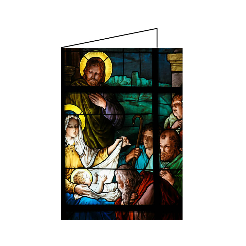 Cartes De Voeux Religieuses De Noel 2 Volets Format A6 Vitrail Avec Sainte Famille Lot De 10 Cartes Boutique En Ligne Ceres