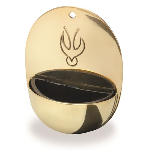 Wand-Weihwasserkessel Messing Gold 7,5x10cm - Mit Kunststoff-Einlagebecken Für Zuhause