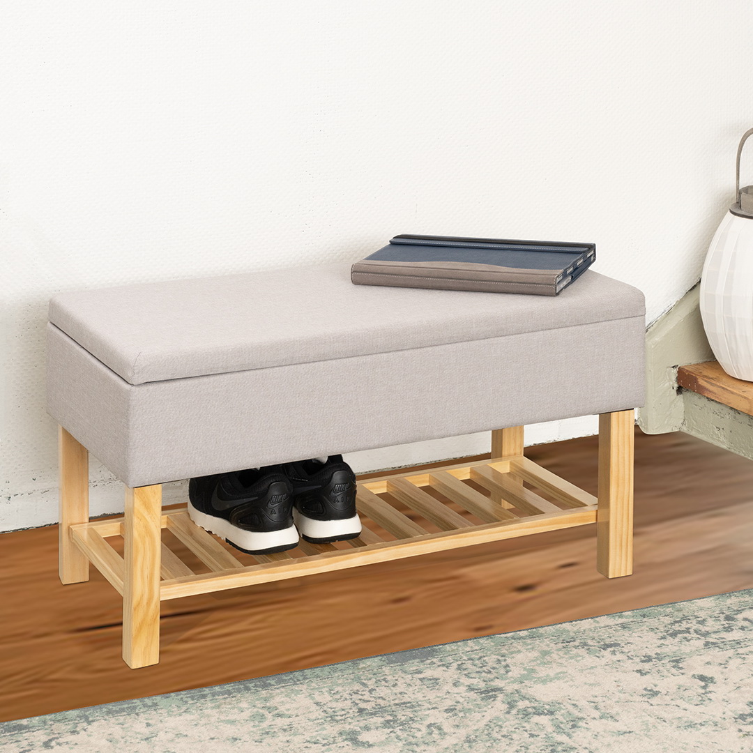 JAMAXX hochwertige Aufbewahrungsbank Schuhablage hellgrau meliert