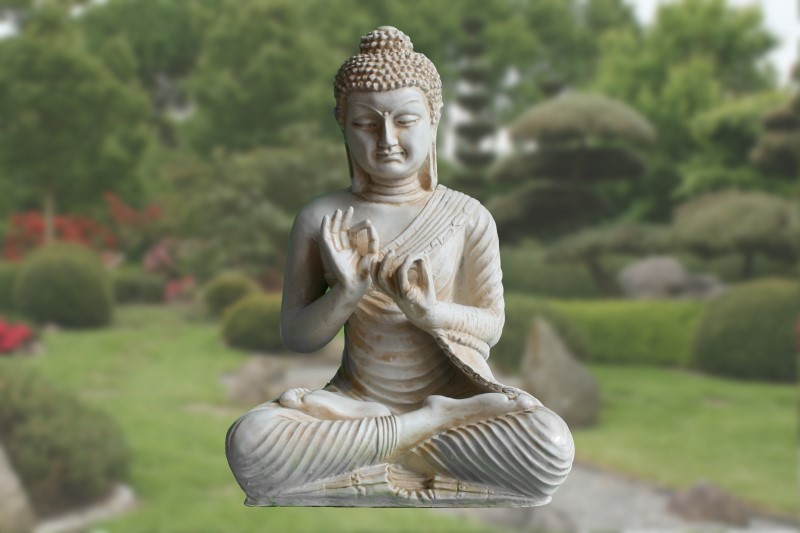 Grosse Buddha Figur In Elfenbein Optik Dharmachakra Mudra Buddha