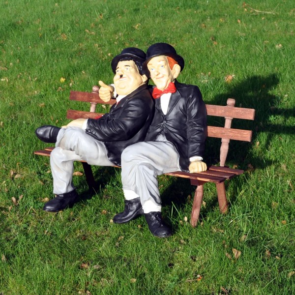 Dick und Doof auf Bank Dekoration Gartenfigur Garten Figur Stan und Olli Film