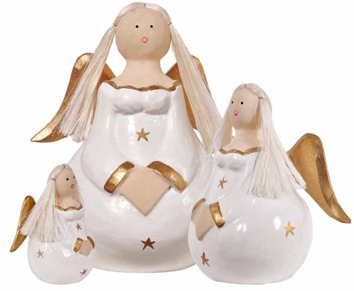 Engel EMMA weiß aus AlbesiaHolz handgeschnitzt und handbemalt vendo