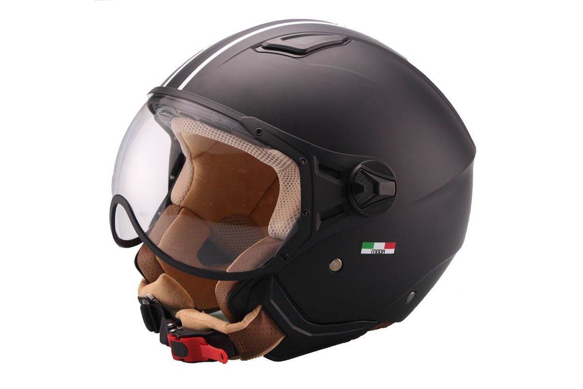 Helm Vito Jet Moda schwarz matt (2 Streifen) XS XXL