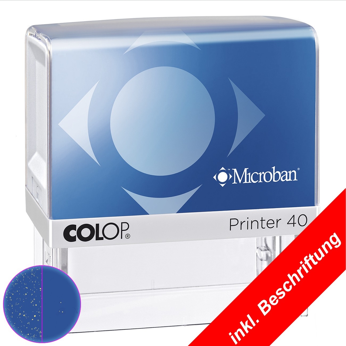 Stempel Selbstfärber COLOP Printer bis 6 Zeilen mit Wunschtext Logo