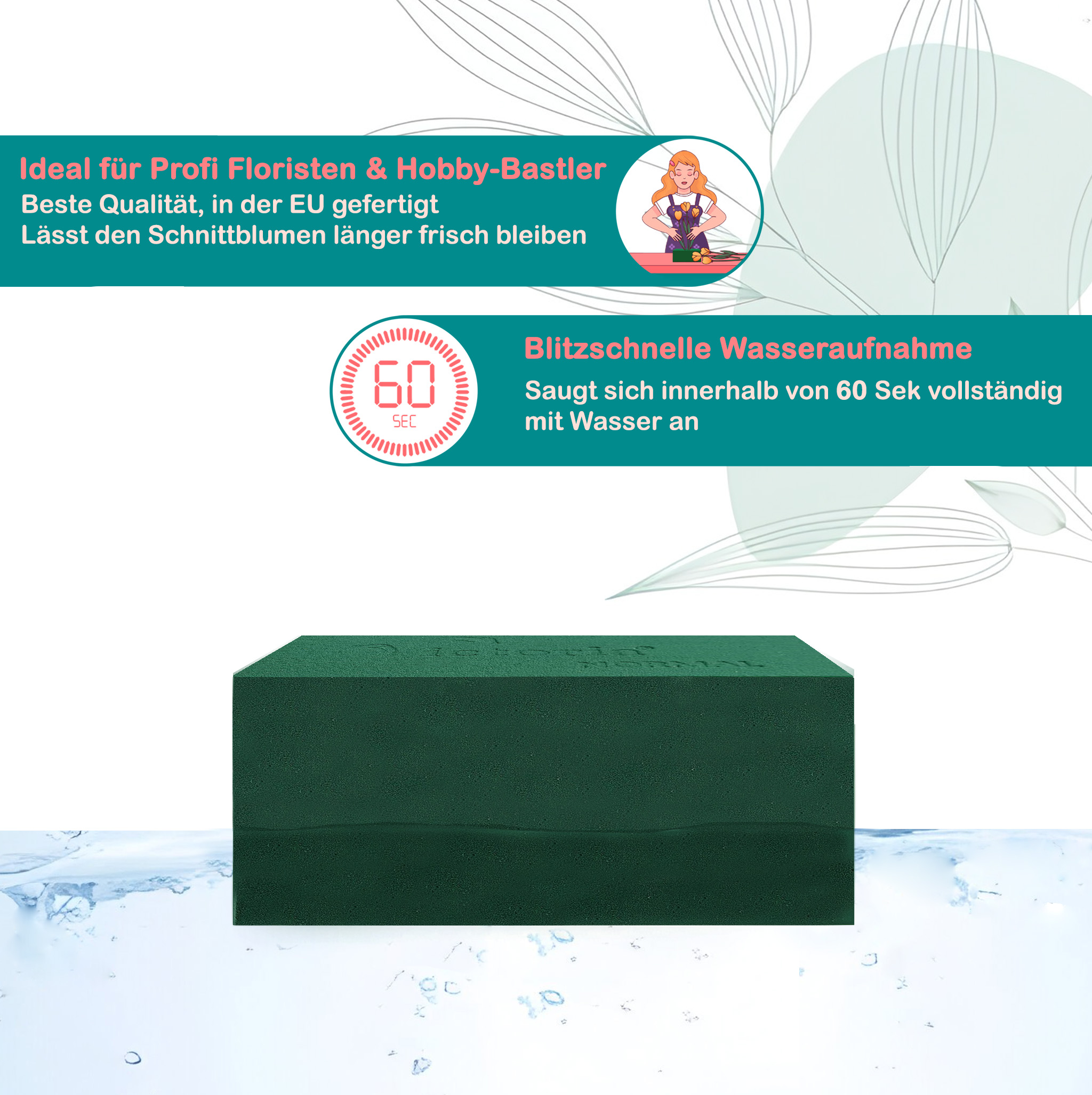 Nass Steckschaum Eckig 11x11x8cm mit Saugnapf fr Auto 1 Stck |  Kreativmarkt Butterfly