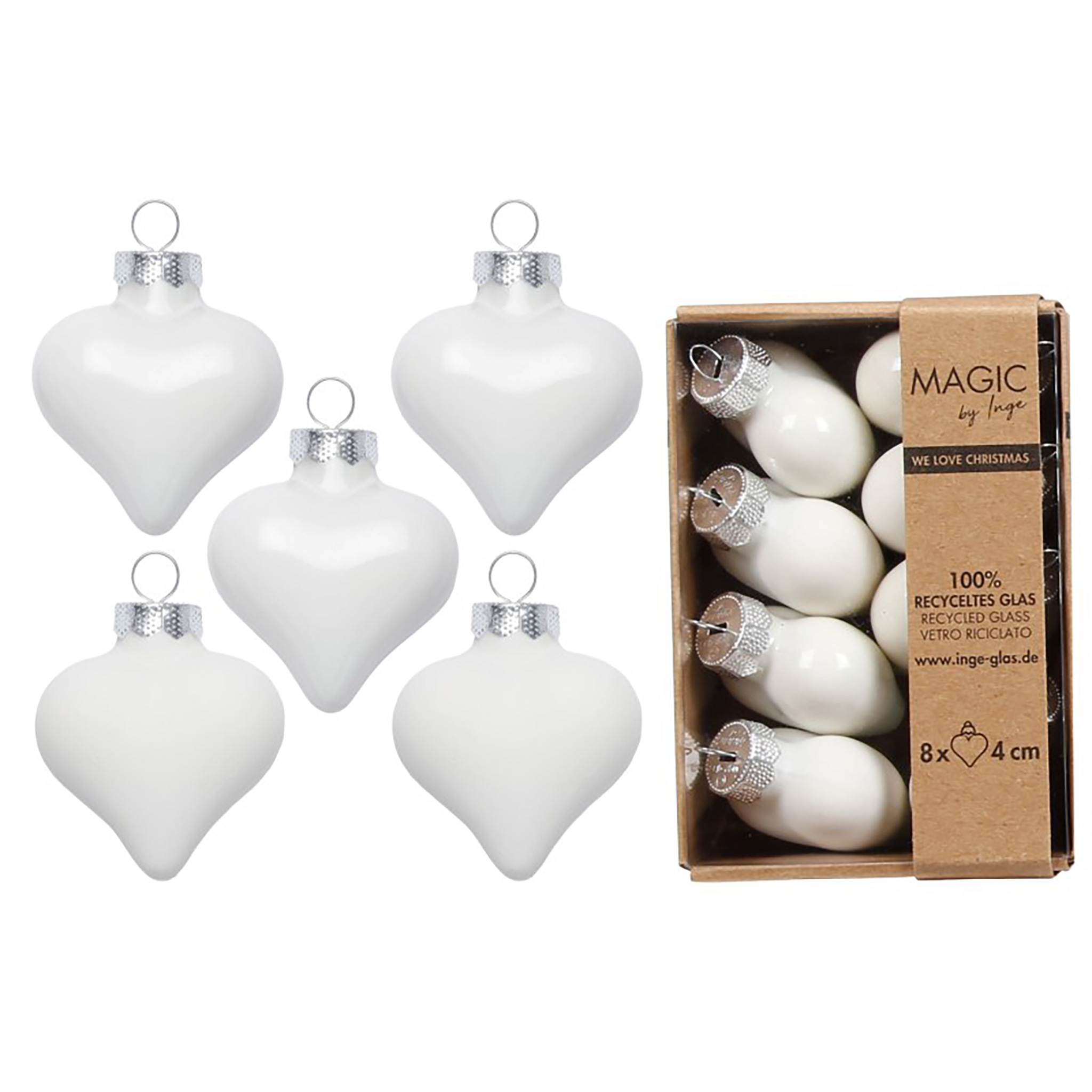 Weiße Glas-Sterne Für Den Christbaum - 8 Stück Matt & Glänzend, 4cm - Festlicher Baumschmuck In Pure White