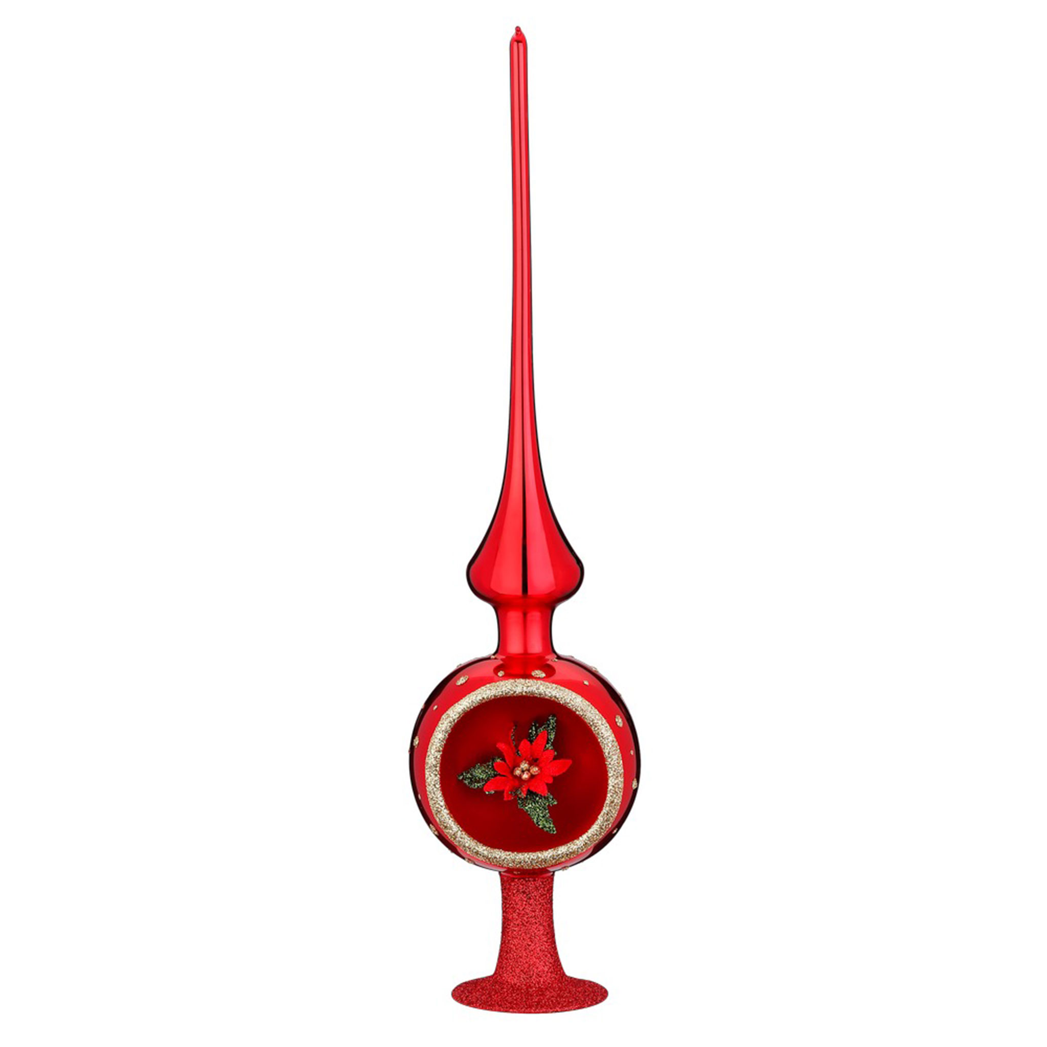Christbaumspitze Glas 33cm mit Weihnachtsstern Rot glnzend, | Kreativmarkt  Butterfly