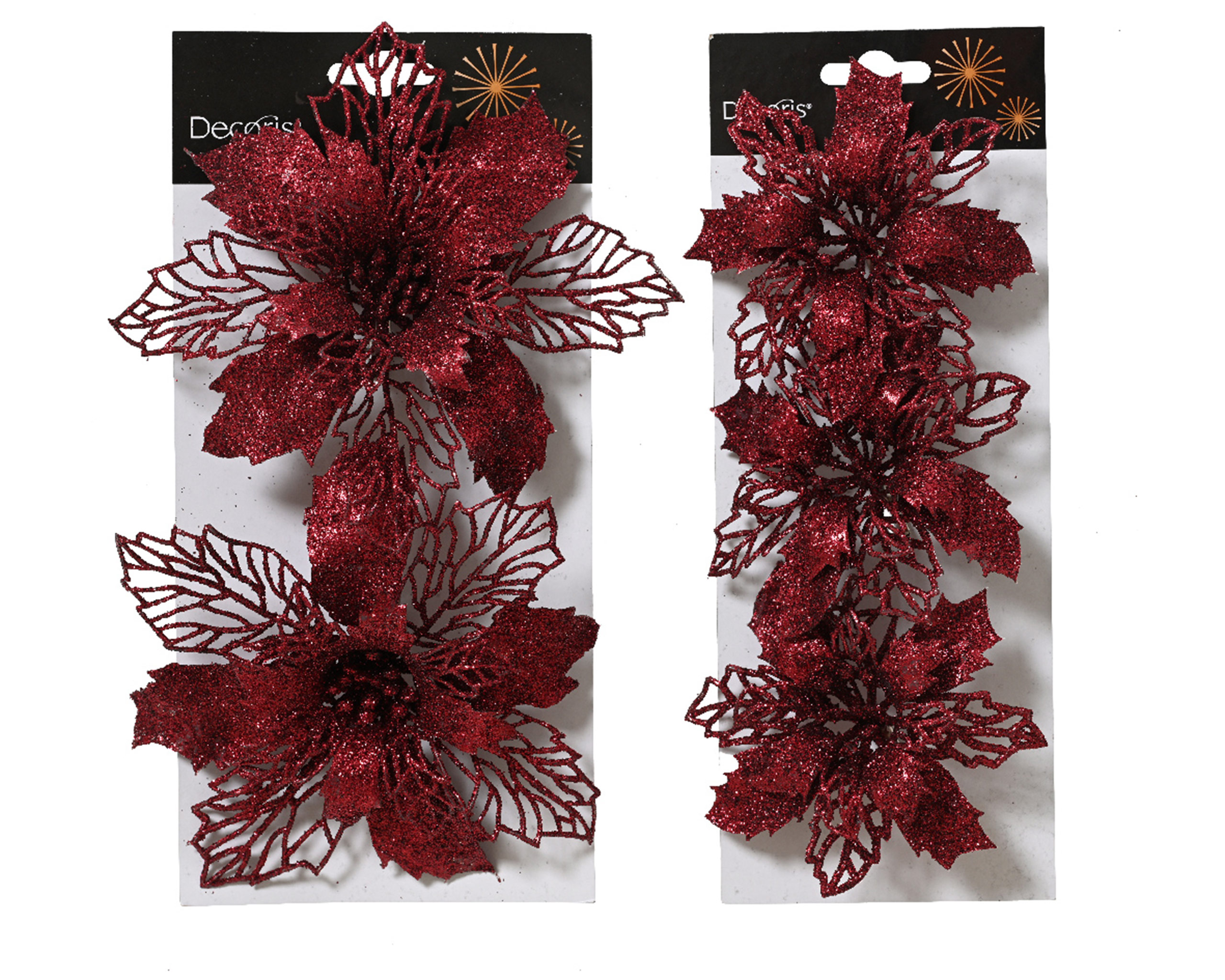 Paket] Weihnachtsstern Blten knstlich 11 & 16cm mit Clip 5er Set  Ochsenblut | Kreativmarkt Butterfly