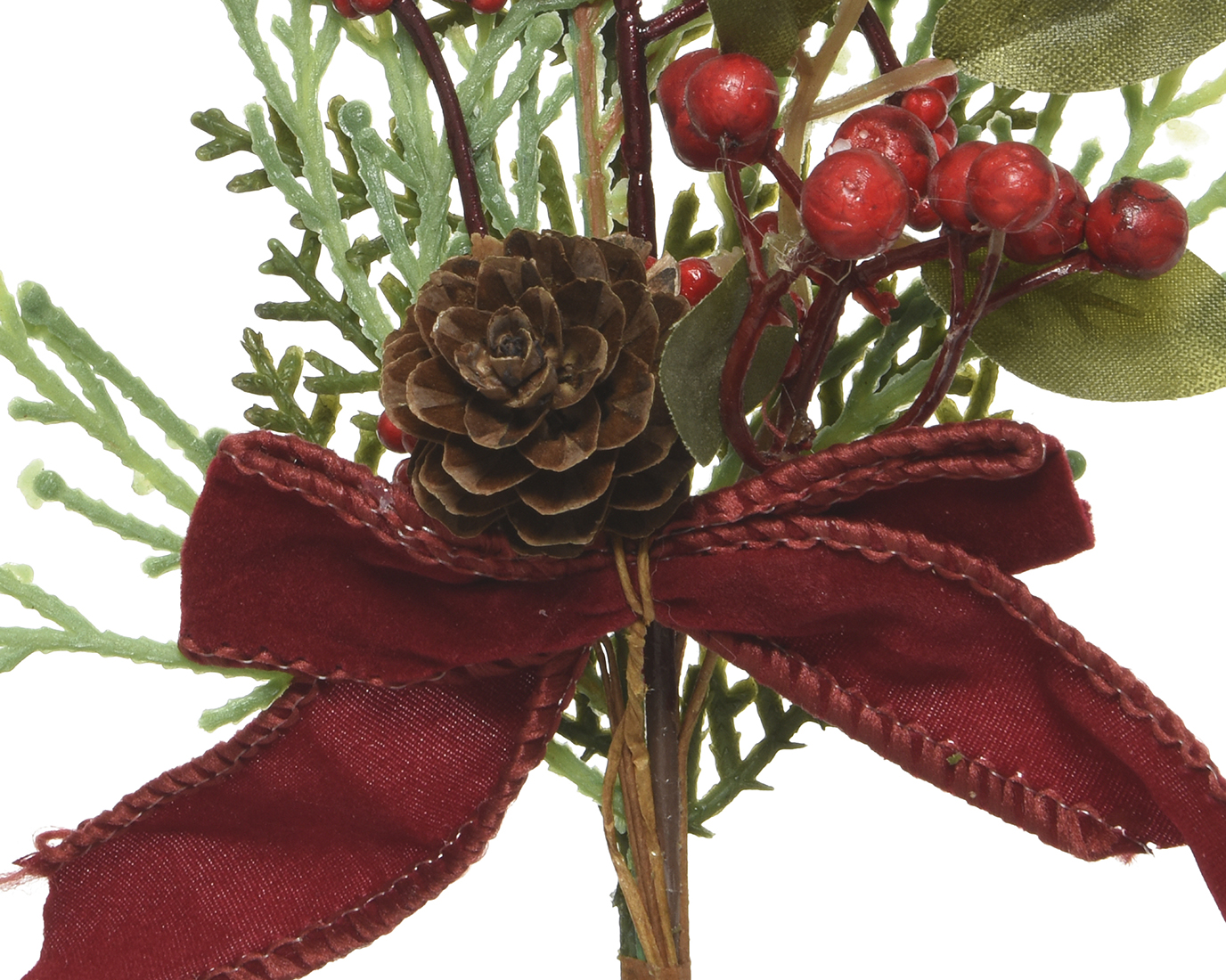 Tannenzweig knstlich 25cm mit roten Beeren und Samtschleife | Kreativmarkt  Butterfly