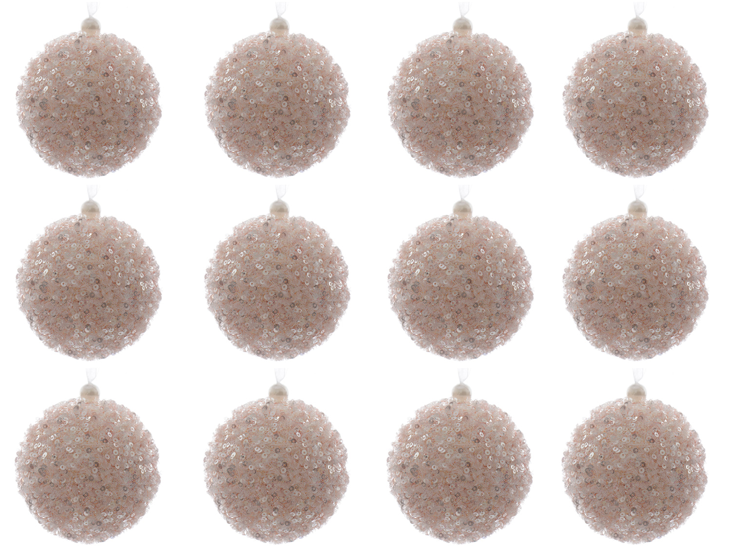 Weihnachtskugeln Kunststoff mit Pailletten 8cm rosa 12er Set