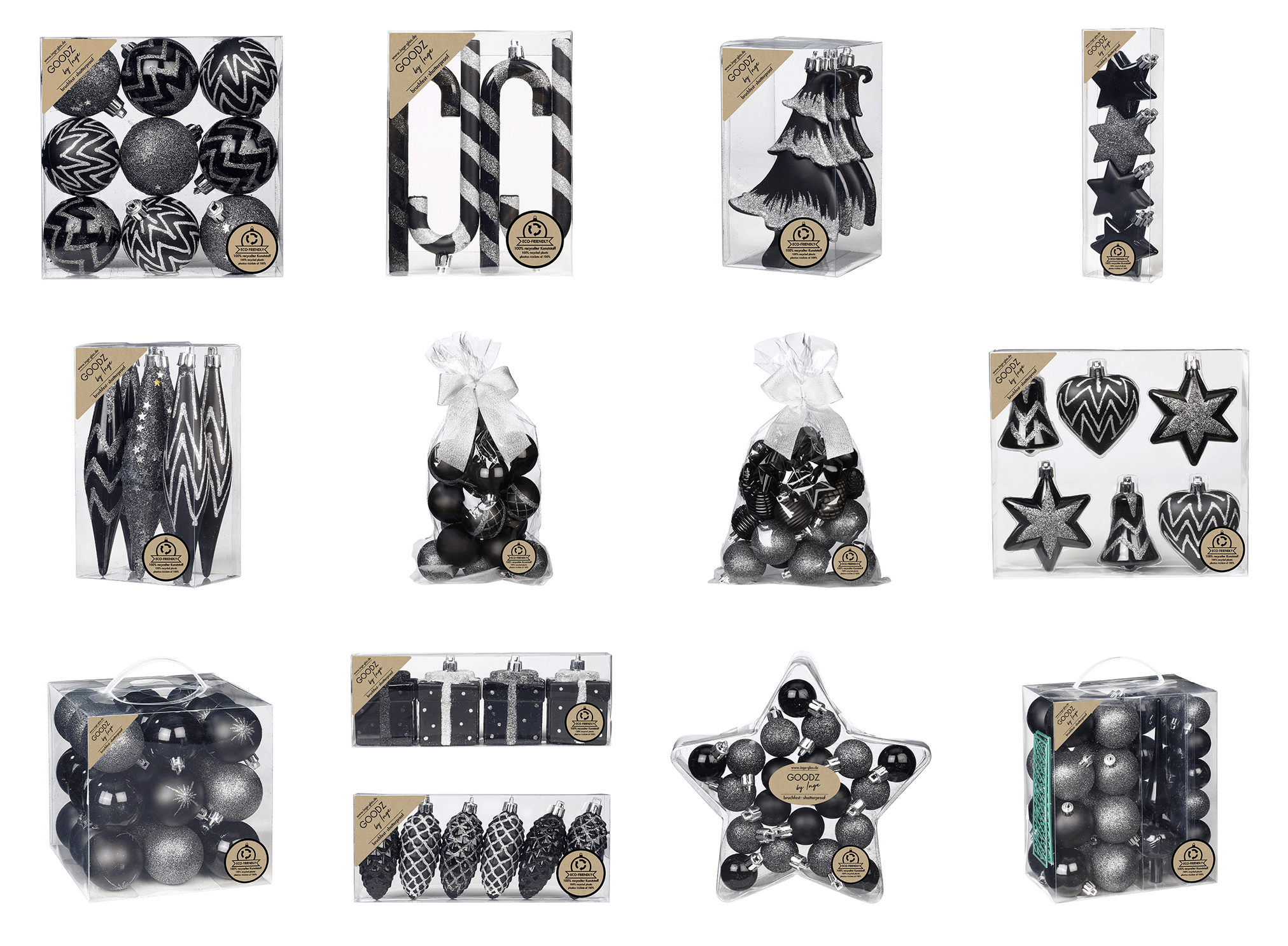 Weihnachtsbaum Schmuck Set - 4 Türkise Tannenbäume Mit Glitzer