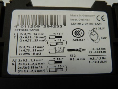 Siemens 3RT1034-1AP00 Leistungsschütz Schütz 15kW