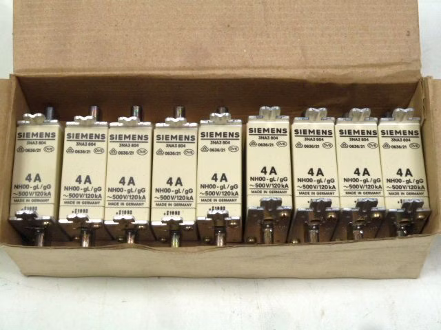 9 x Siemens 3NA3 804 NH Sicherungseinsätze Gr.00 HRC-Fuse links 4A 500 Volt