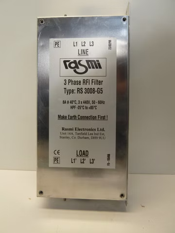 Rasmi RS 3008-G5 3 Phase RFI Filter 8A Netzfilter RS3008G5 | 3x440V 50-60Hz HPF