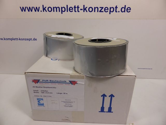 30m Butylband Alu Dichtband Abdichtband 100 x 0,8mm Butyl Abdichtsystem 1,08€/m