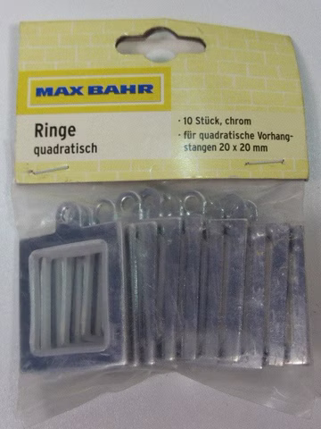 40 Stk Gardinenringe Ringe quadratisch verchromt Vorhangstange 20 x 20mm 434687